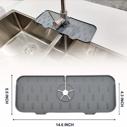 Tapis absorbant en silicone pour robinet, ustensile de cuisine, étagère, évier, récupérateur d'éclaboussures, tapis de protection pour comptoir, tapis de drainage de salle de bain, accessoires