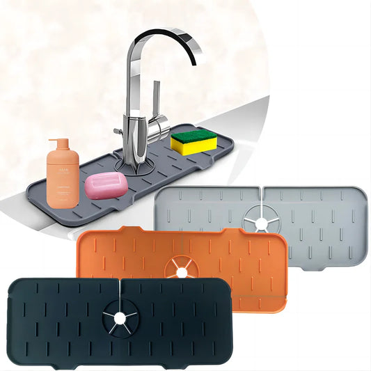 Tapis absorbant en silicone pour robinet, ustensile de cuisine, étagère, évier, récupérateur d'éclaboussures, tapis de protection pour comptoir, tapis de drainage de salle de bain, accessoires